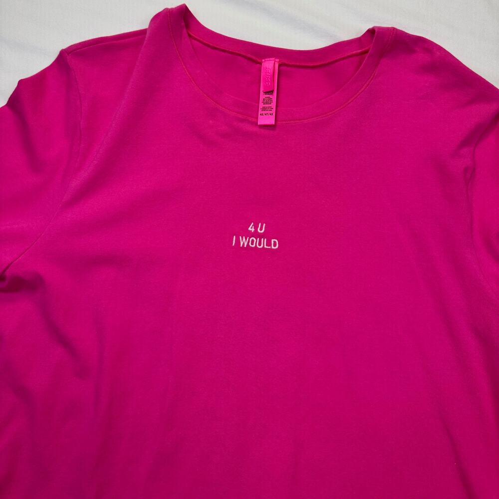 SKIMS Hot Pink Cropped Tee 4XL Rare Barbiecore Y2K 4U I WOULD Festival Statement - Picture 8 of 16